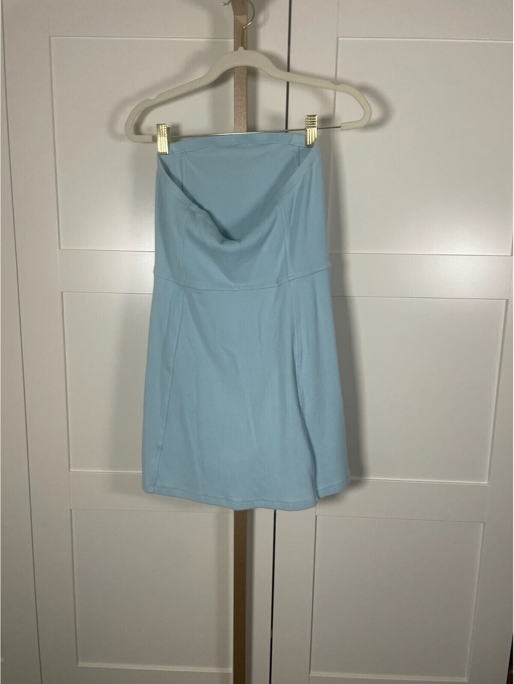 American Eagle Light Blue Ribbed Strapless Romper - Size: M - Stretch - Picture 3 of 9